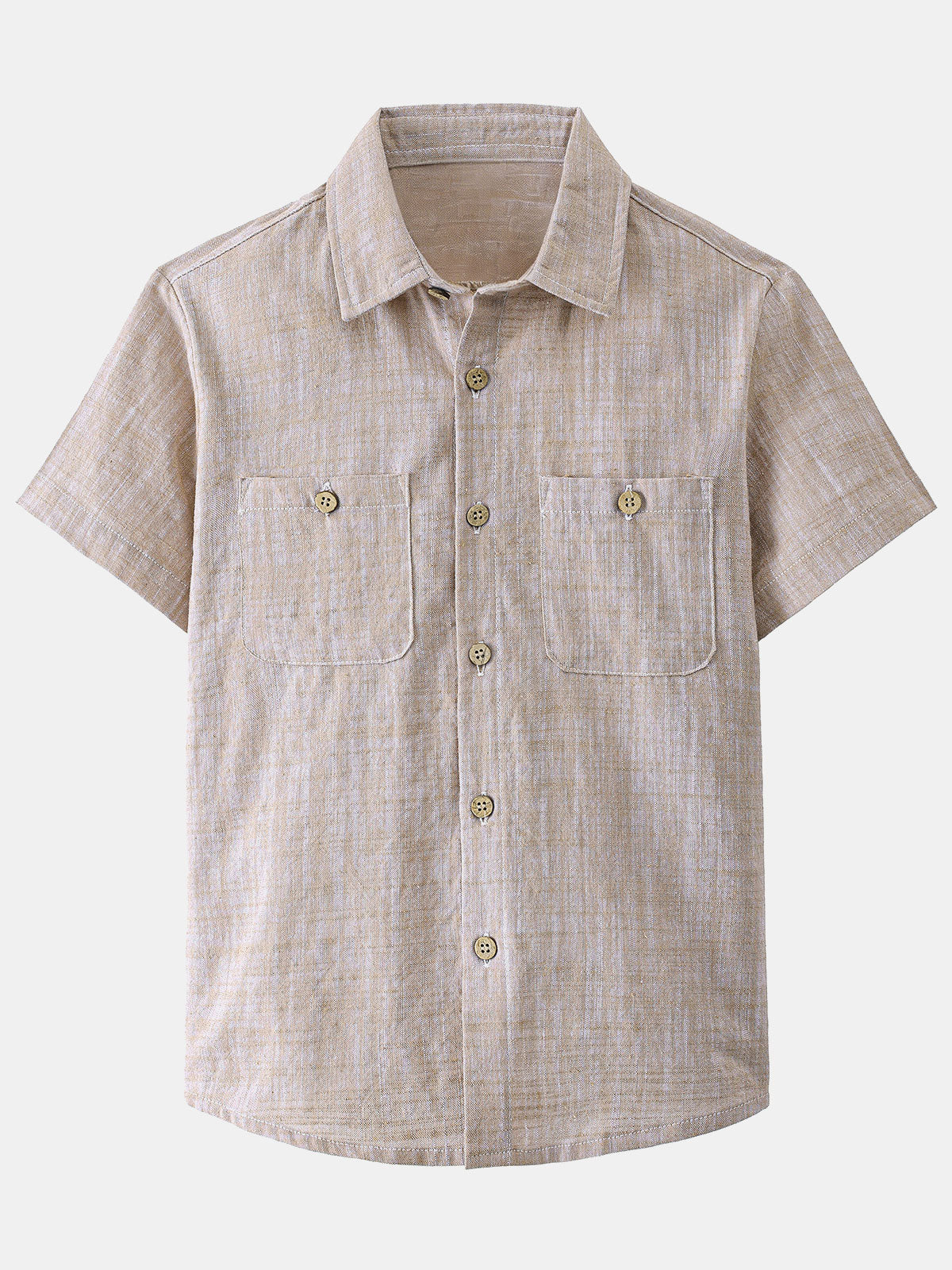 Boy's Khaki Short Sleeve Casual Cotton Woven Shirt