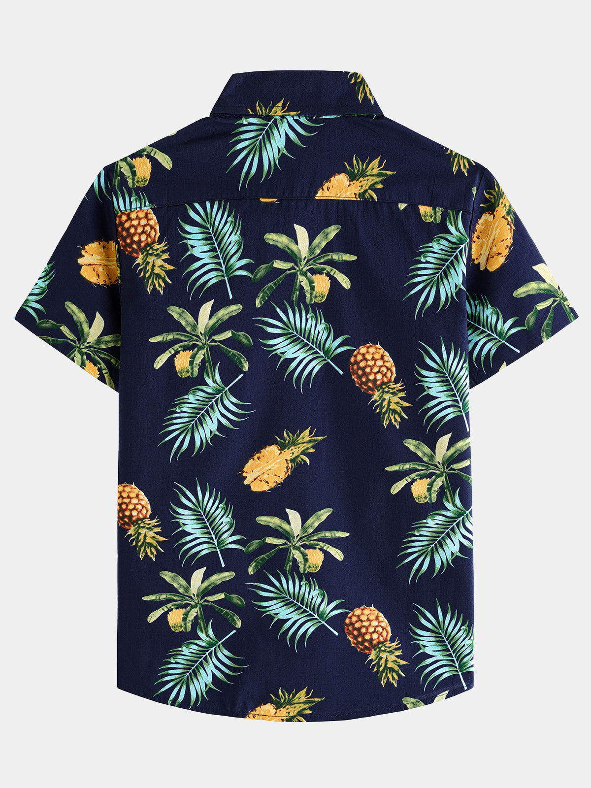 Boy's Pineapple Print Tropical Aloha Hawaiian Short Sleeve Shirt