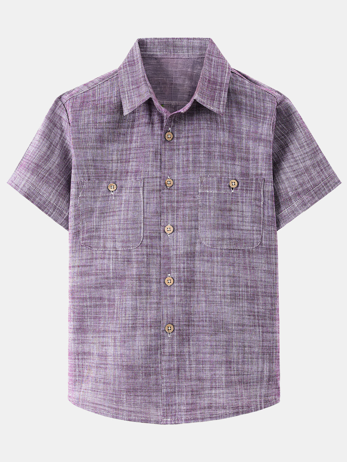 Boy's Purple Short Sleeve Casual 100% Cotton Woven Shirt