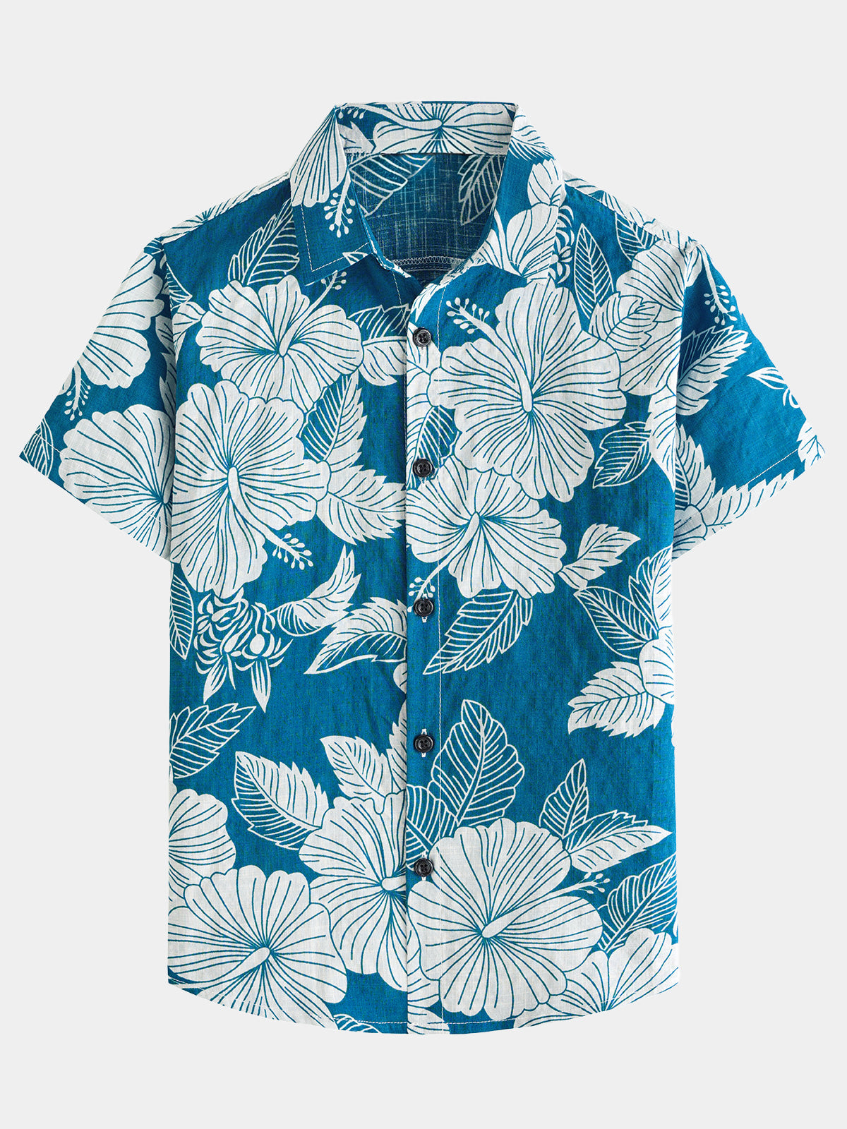 Boy's Blue Tropical Aloha Hawaiian Short Sleeve Shirt
