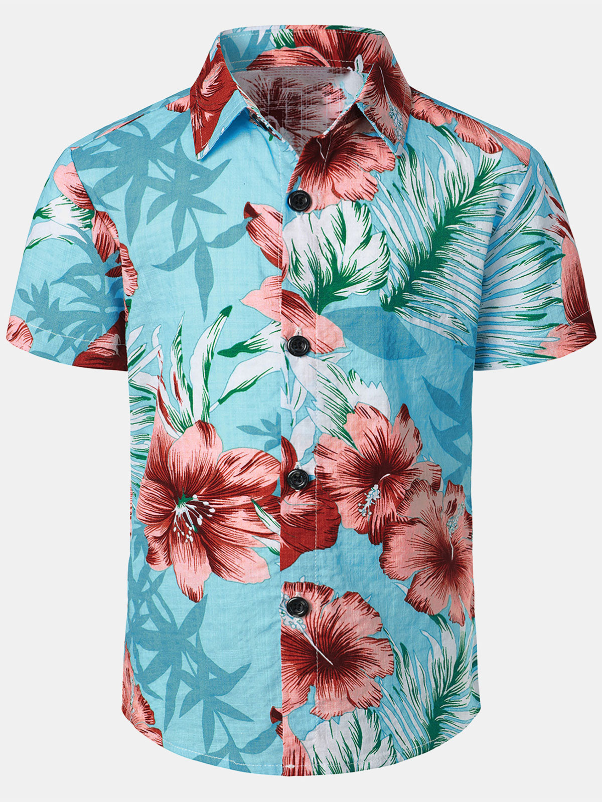 Boy's Floral Print Tropical Aloha Holiday Summer Beach Short Sleeve Shirt
