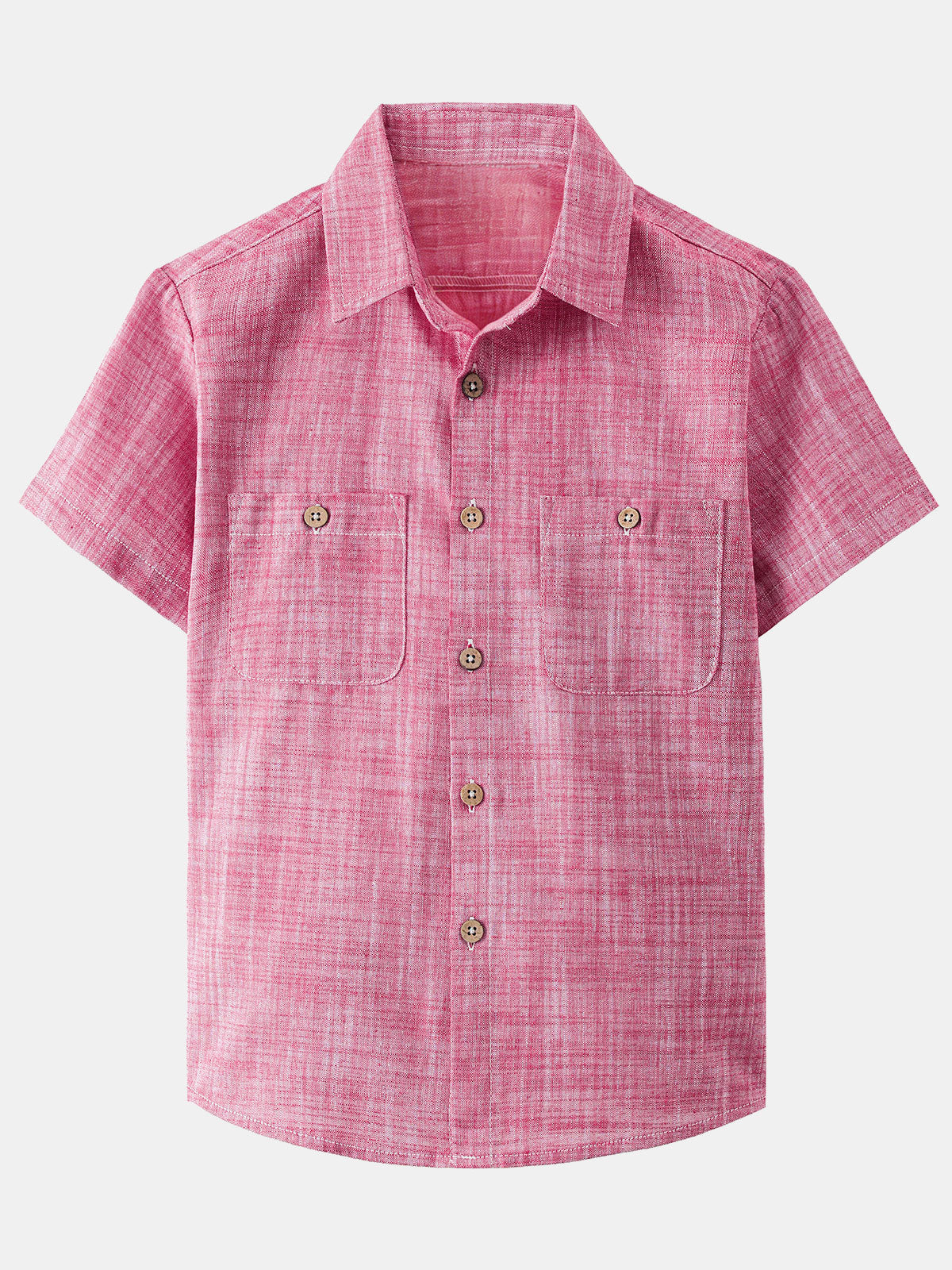 Boy's Red Short Sleeve Casual 100% Cotton Woven Shirt