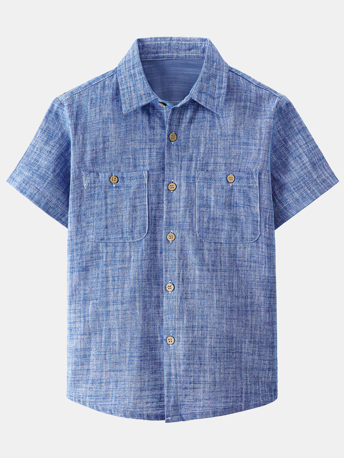 Boy's Navy Blue Short Sleeve Casual Cotton Woven Shirt
