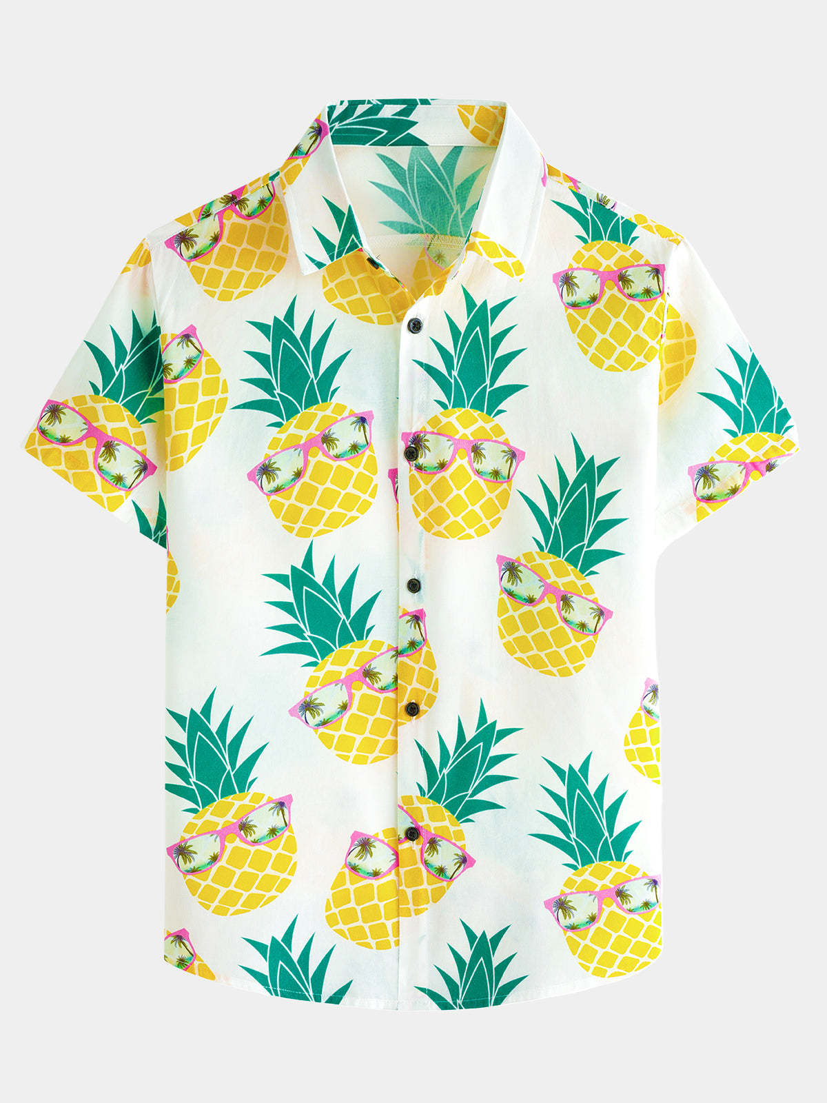 Boy's Pineapple Print Tropical Aloha Summer Short Sleeve Shirt
