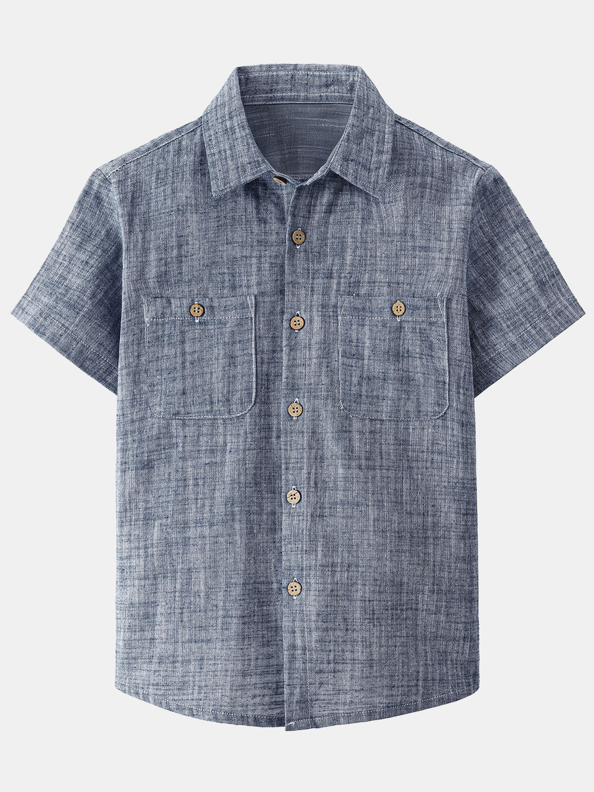Boy's Black Casual 100% Cotton Woven Short Sleeve Shirt