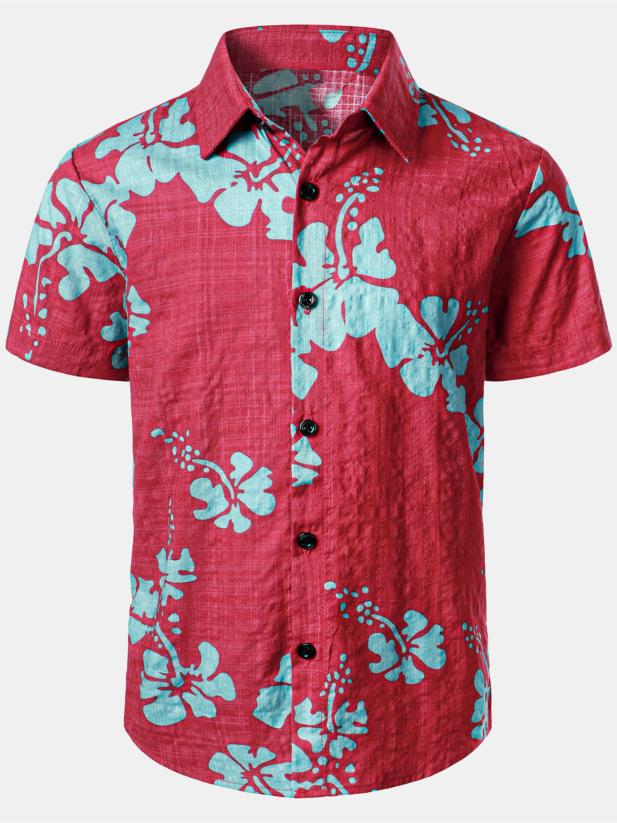 Boy's Hawaiian Floral Print Tropical Aloha Holiday Beach Short Sleeve Shirt