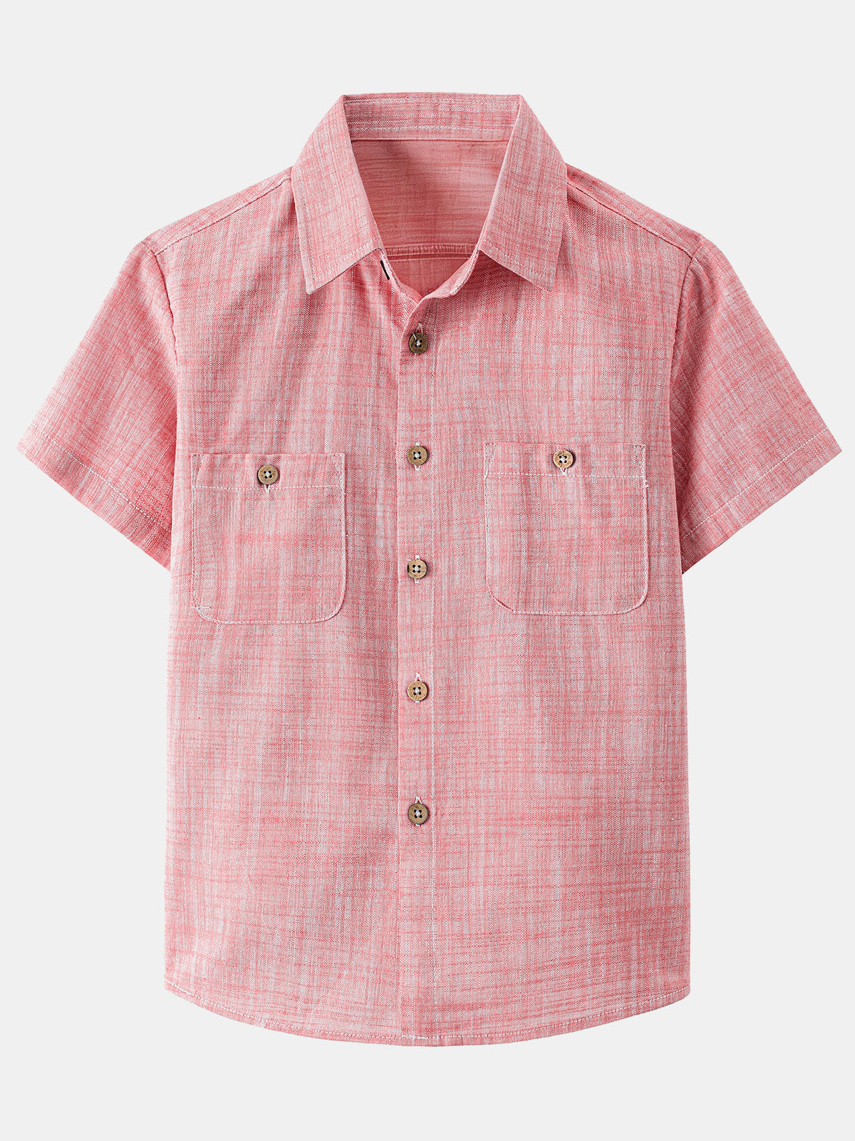 Boy's Orange Short Sleeve Casual Cotton Woven Shirt
